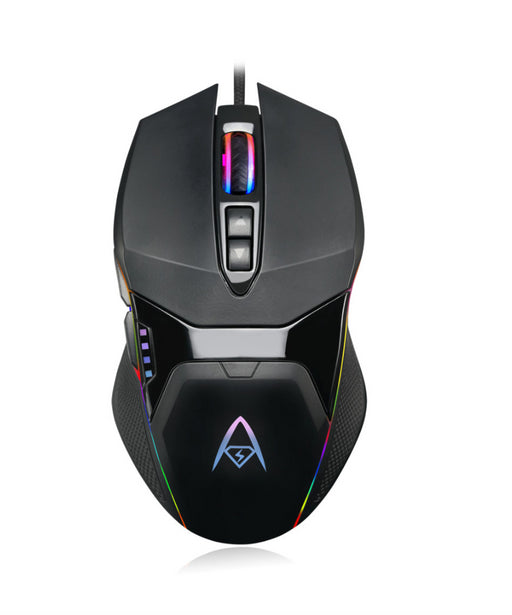 Adesso - Gaming Mouse Wired X5 6 Button Illuminated Multi-Coloured lights up to 6400dpi Ambodextrous PC/Mac - Black - Limolin 