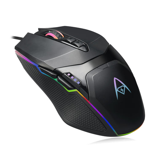 Adesso - Gaming Mouse Wired X5 6 Button Illuminated Multi-Coloured lights up to 6400dpi Ambodextrous PC/Mac - Black - Limolin 