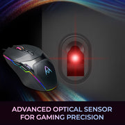 Adesso - Gaming Mouse Wired X5 6 Button Illuminated Multi-Coloured lights up to 6400dpi Ambodextrous PC/Mac - Black - Limolin 