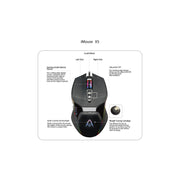 Adesso - Gaming Mouse Wired X5 6 Button Illuminated Multi-Coloured lights up to 6400dpi Ambodextrous PC/Mac - Black - Limolin 