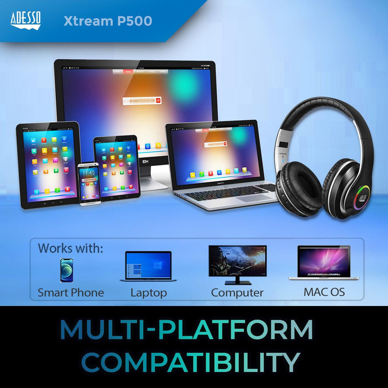 Adesso - Headset Bluetooth with Mic Noise Isolating 35mm Aux Cable Included - Black - Limolin 