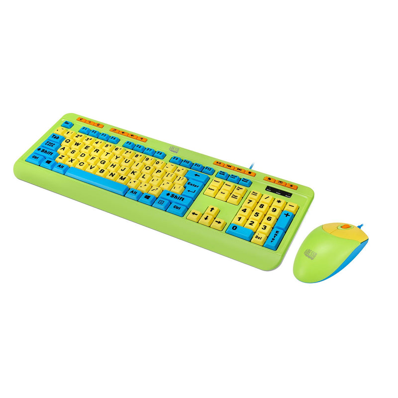 Adesso - Keyboard & Mouse Combo Wired Antimicrobial Kids Large Print - Limolin 