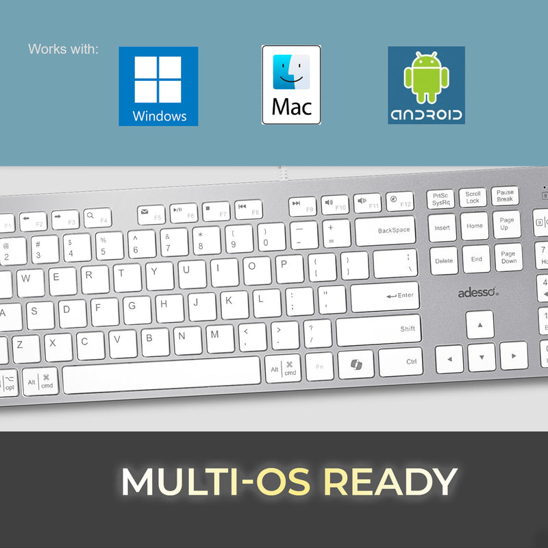 Adesso - Keyboard Wired French Canadian USB-C Slim - - White - AKB-730UW - Limolin 