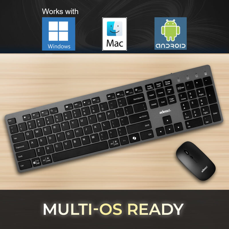 Adesso - Keyboard &amp; Mouse Combo Kit Wireless 2.4Ghz - Black - Limolin 