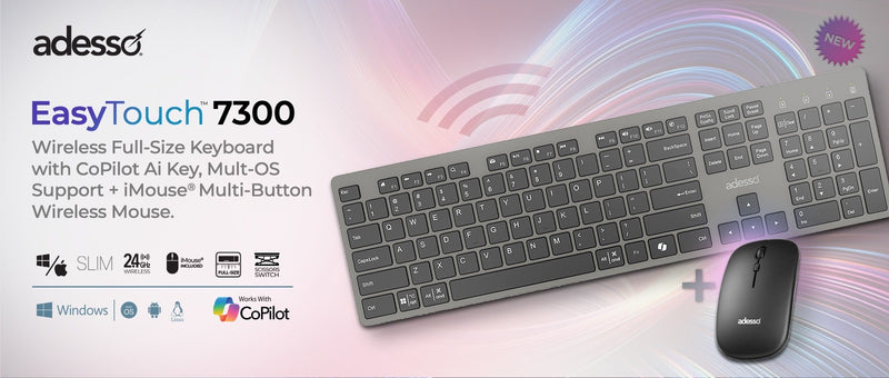 Adesso - Keyboard &amp; Mouse Combo Kit Wireless 2.4Ghz - Black - Limolin 