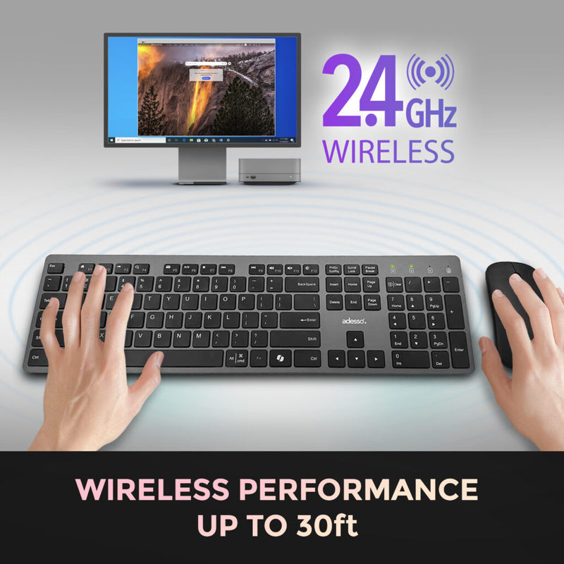 Adesso - Keyboard &amp; Mouse Combo Kit Wireless 2.4Ghz - Black - Limolin 