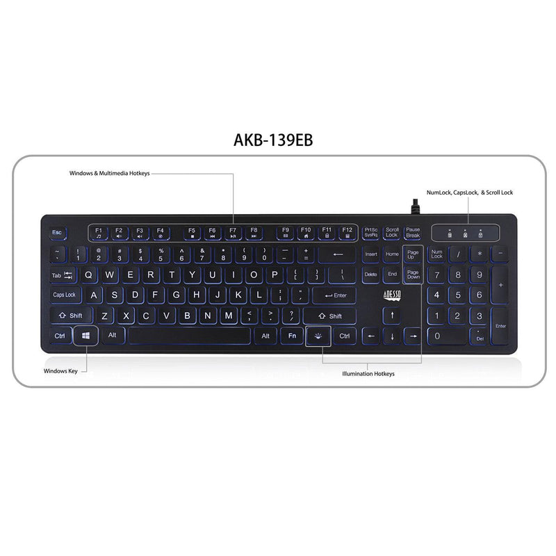 Adesso - Large Print Illuminated Desktop Keyboard - Limolin 