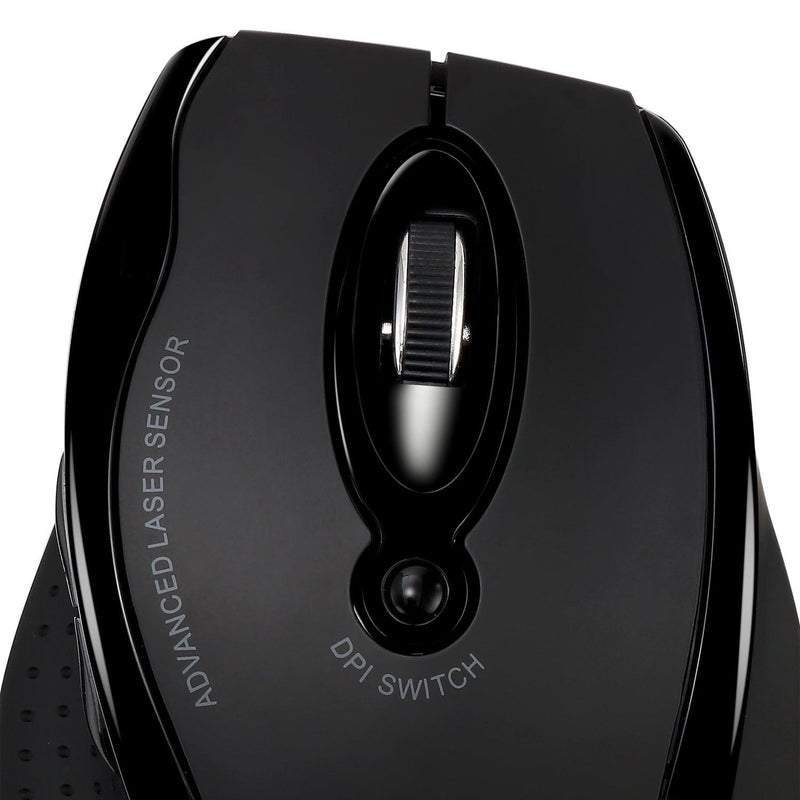 Adesso - Mouse Laser Wireless Ergonomic G25 6 Button up to 1600dpi PC/Mac - Black - Limolin 