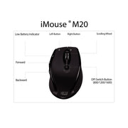 Adesso - Mouse Wireless Ergonomic M20B 6 Button up to 1600dpi PC/Mac - Black - Limolin 