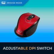 Adesso - Mouse Wireless Ergonomic M20R 6 Button up to 1600dpi PC/Mac - Red - Limolin 