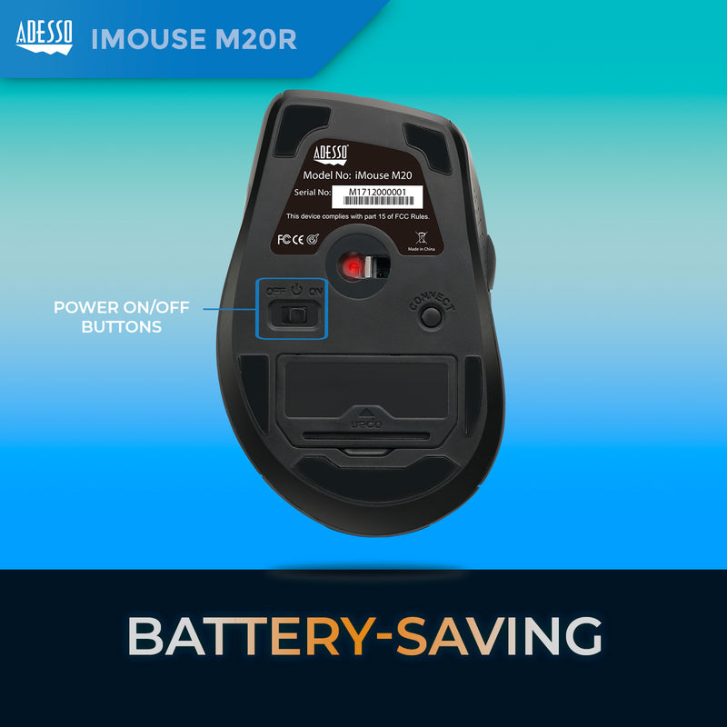 Adesso - Mouse Wireless Ergonomic M20R 6 Button up to 1600dpi PC/Mac - Red - Limolin 