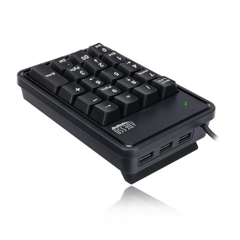 Adesso - Numeric Keypad Wired 19 Keys & 3 Port USB Hub PC/Mac - Black - Limolin 