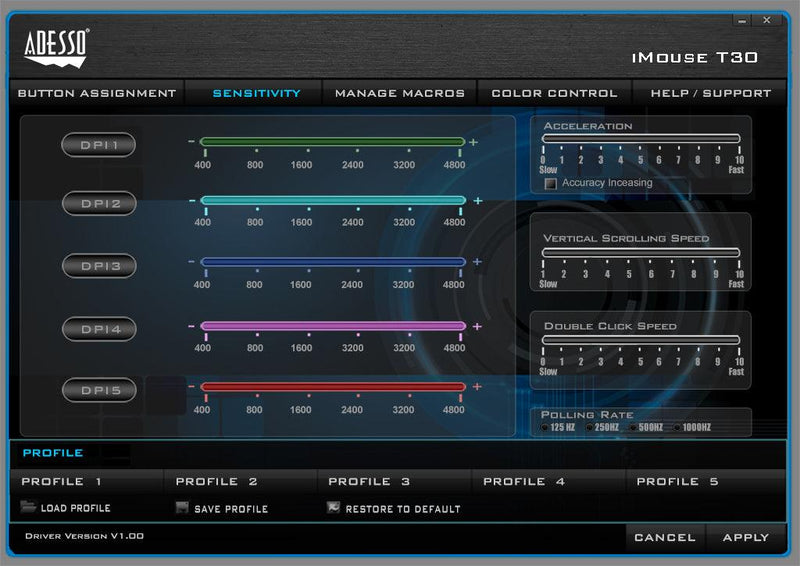 Adesso - Trackball Mouse Wireless Ergonomic iMouse T30 7 Buttons - Black - Limolin 