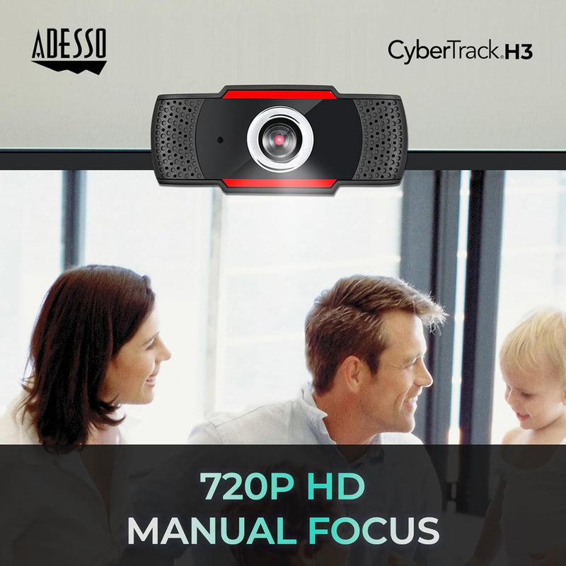 Adesso - Webcam 720P CyberTrack H3 1.3 MP with Build-in Microphones (USB) - Limolin 