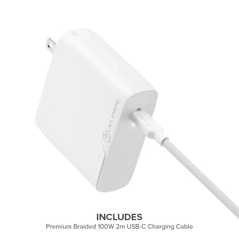 Alogic - 100W GaN Charger - Includes 2m USB-C Cable - White - Limolin 