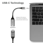 Alogic - Adapter USB-C Male to DisplayPort Female 6in 4K Ultra HD - Grey - Limolin 