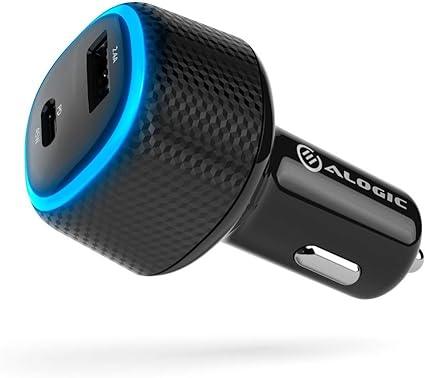 Alogic - Car Charger 2 Port USB-C 45W Power Delivery USB-A 12W Fast Charge For Laptops Tablets & Phones Cable X- Black X - Limolin 