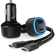 Alogic - Car Charger 2 Port USB-C 45W Power Delivery USB-A 12W Fast Charge For Laptops Tablets & Phones Cable X- Black X - Limolin 