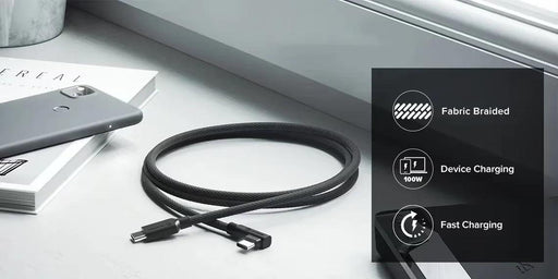 Alogic - Charge & Sync USB-C to USB-C Right Angled 3ft Double Braided - Black - Limolin 