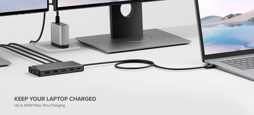 Alogic - Docking Station USB-C Dual Display HD MV2 12 Ports 2 HDMI Pass Through Charging 100W - Limolin 