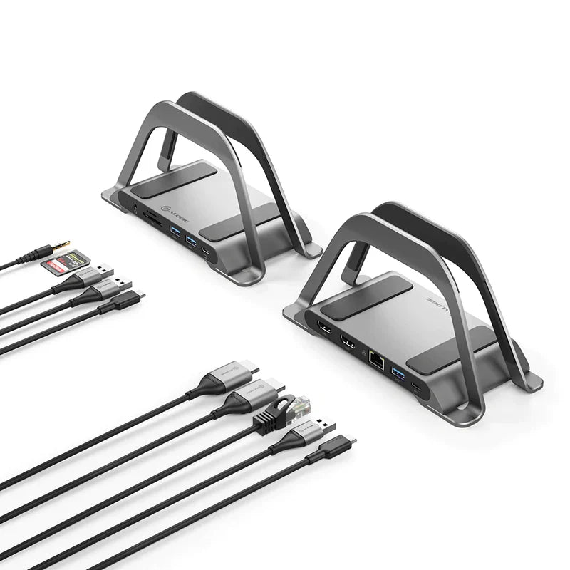 Alogic - Docking Station USB-C Dual Monitor with Stand 4K 10-in-1 100W Power Delivery 2x HDMI Bolt Plus - Space Grey - Limolin 