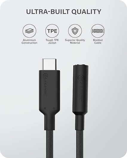 Alogic - Elements Pro USB-C to 35mm Audio Adapter - 10cm - Black - Limolin 