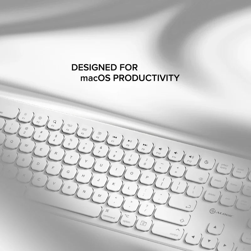 Alogic - Keyboard Wireless MacOS USB-C Rechargeable Echelon MAC- White - Limolin 
