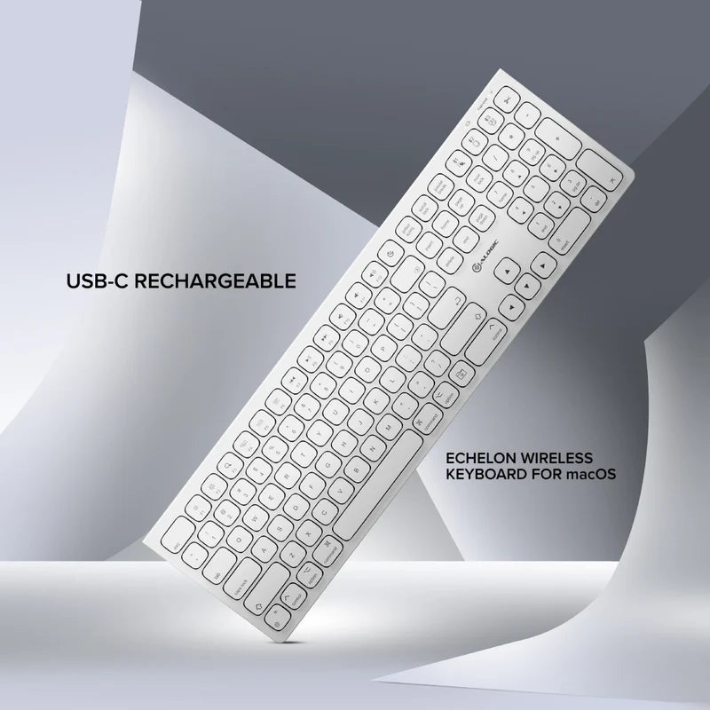 Alogic - Keyboard Wireless MacOS USB-C Rechargeable Echelon MAC- White - Limolin 