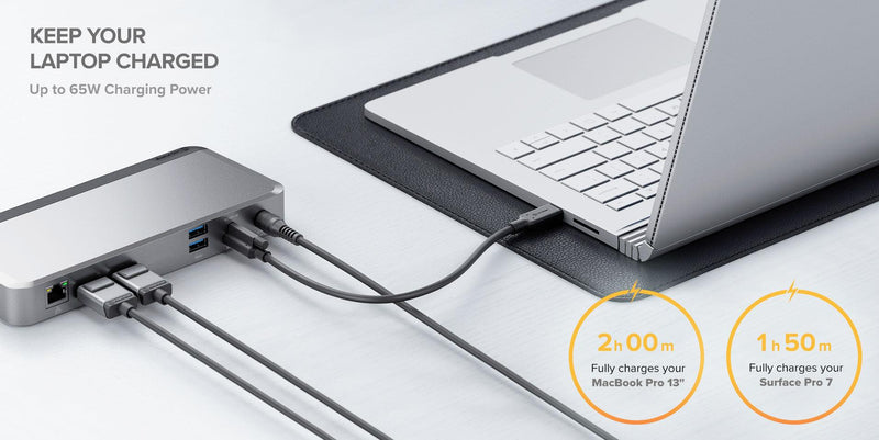 Alogic - MX2 USB-C Dual Display DP Alt Mode Docking Station with 65W - Space Grey - Limolin 
