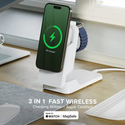 Alogic - Matrix ULTIMATE 3-in-1 Wireless Charger with 5,000mAh MagSafe Power Bank - Limolin 