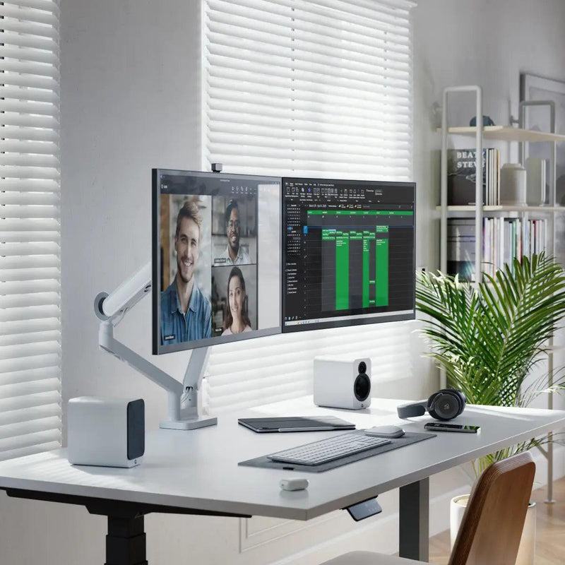 Alogic - Monitor Glide Flexible Double Monitor Arm- 35in Monitors - White - Limolin 