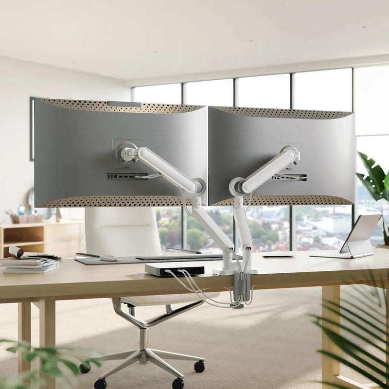 Alogic - Monitor Glide Flexible Double Monitor Arm- 35in Monitors - White - Limolin 