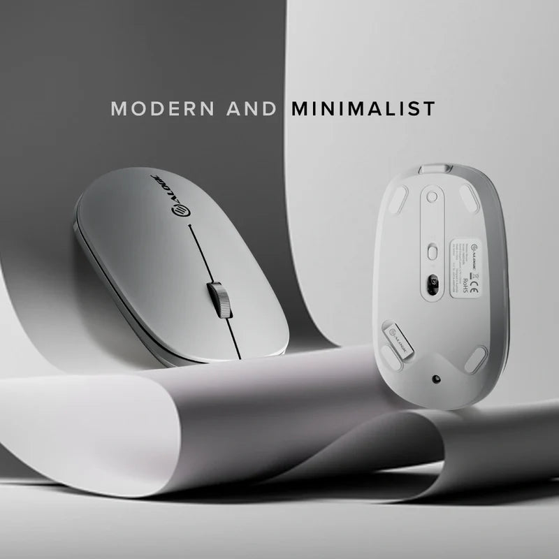 Alogic - Mouse Wireless Bluetooth & 2.4GHz Dongle USB-A USB-C Rechargeable PC/Mac/Chrome/Android/iOS - White - Limolin 