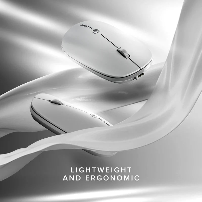 Alogic - Mouse Wireless Bluetooth & 2.4GHz Dongle USB-A USB-C Rechargeable PC/Mac/Chrome/Android/iOS - White - Limolin 