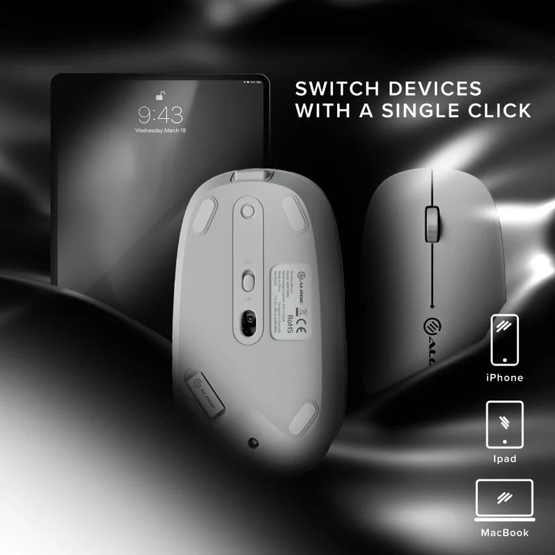 Alogic - Mouse Wireless Bluetooth & 2.4GHz Dongle USB-A USB-C Rechargeable PC/Mac/Chrome/Android/iOS - White - Limolin 