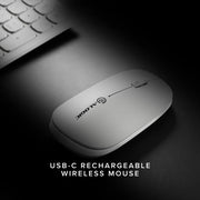 Alogic - Mouse Wireless Bluetooth & 2.4GHz Dongle USB-A USB-C Rechargeable PC/Mac/Chrome/Android/iOS - White - Limolin 