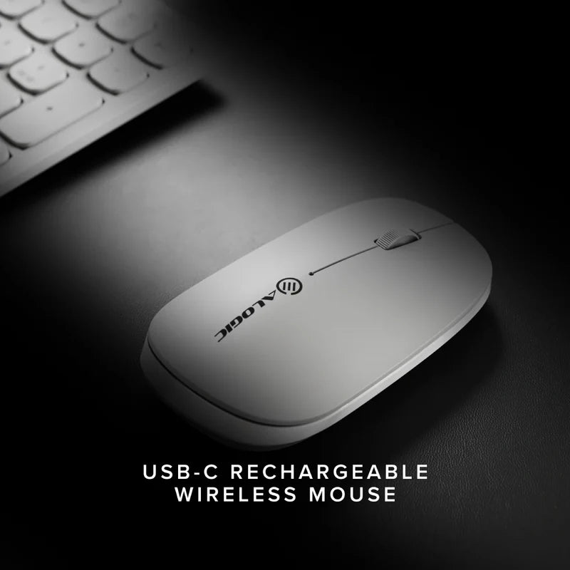 Alogic - Mouse Wireless Bluetooth & 2.4GHz Dongle USB-A USB-C Rechargeable PC/Mac/Chrome/Android/iOS - White - Limolin 