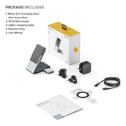 Alogic - Qi Charging & Powerbank Matrix+ 5000mAh 3-in-1 Fast Charging 7.5W USB-C Apple Watch Charger 2W 30W Wall Charger Kickstand MagSafe - Black - Limolin 