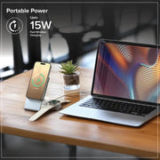 Alogic - Qi Charging & Powerbank Matrix+ 5000mAh 3-in-1 Fast Charging 7.5W USB-C Apple Watch Charger 2W 30W Wall Charger Kickstand MagSafe - Black - Limolin 