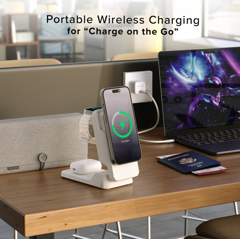 Alogic - Qi Charging & Powerbank Matrix+ 5000mAh 3-in-1 Fast Charging 7.5W USB-C Apple Watch Charger 2W 35W - White - Limolin 