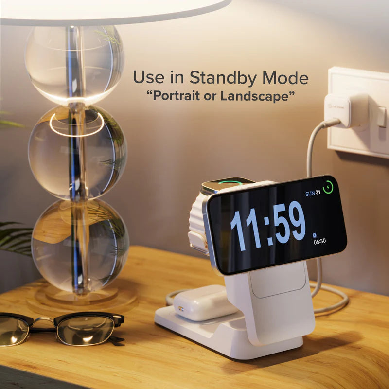 Alogic - Qi Charging & Powerbank Matrix+ 5000mAh 3-in-1 Fast Charging 7.5W USB-C Apple Watch Charger 2W 35W - White - Limolin 