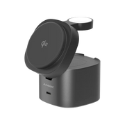 Alogic - Qi2 Charging Stand 4-in-1 PowerPod Phone (15W) & Watch (3W) AirPods (5W) + USB-C (30W) with 3ft USB-C to USB-C Cable - Black - Limolin 