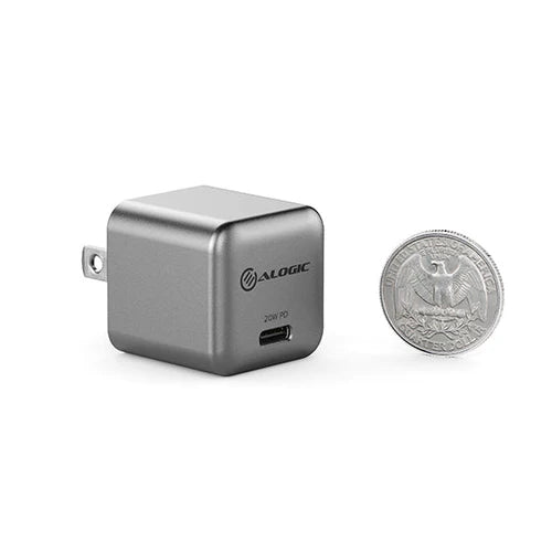 Alogic - Wall Charger 1 Port 20W GaN PD USB-C Mini Compact Size Rapid Power - Grey - Limolin 