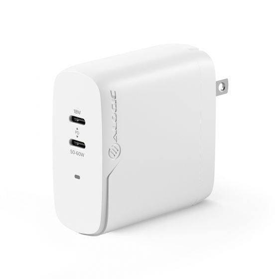 Alogic - Wall Charger 2 Port 68W GaN PD 2x USB-C - White - Limolin 