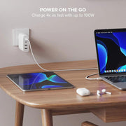 Alogic - Wall Charger 4 Port 100W GaN Charger - Includes 2m USB-C Cable  - White - Limolin 