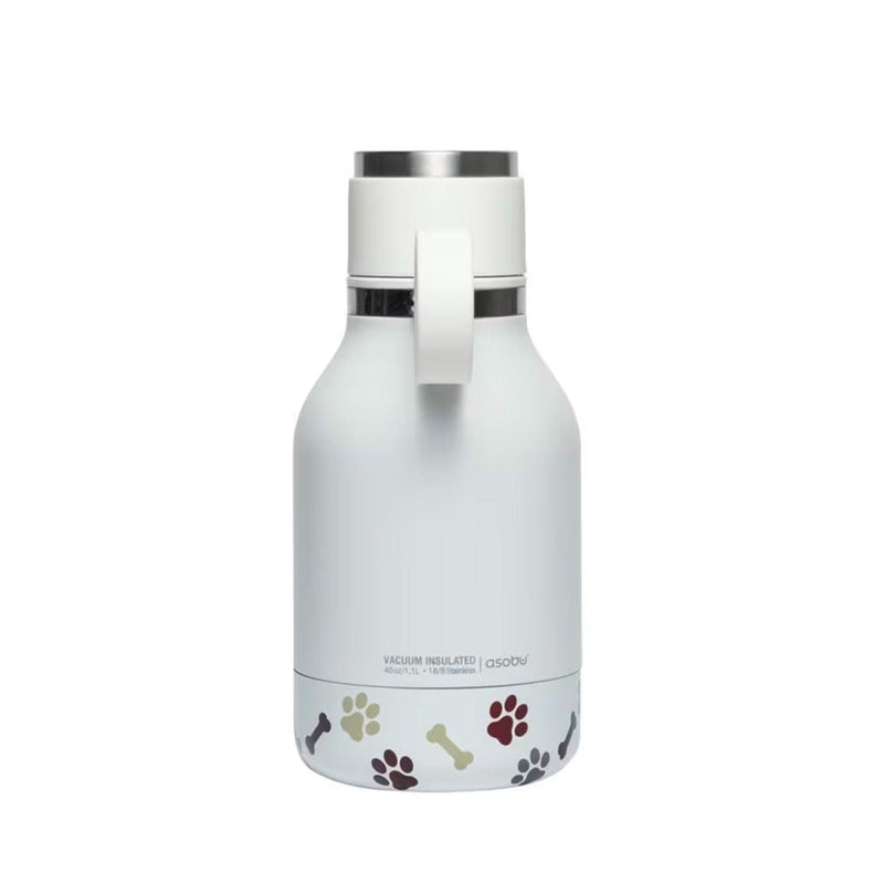 Asobu - Pet Bowl Attached to Stainless Steel Insulated Travel Water Bottle 33 Oz (white) - Limolin 