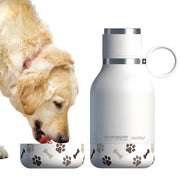 Asobu - Pet Bowl Attached to Stainless Steel Insulated Travel Water Bottle 33 Oz (white) - Limolin 