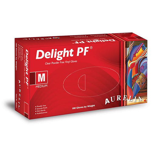 Aurelia - Delight Vinyl Glove Powder Free Medium 100 Un (38227) - Limolin 