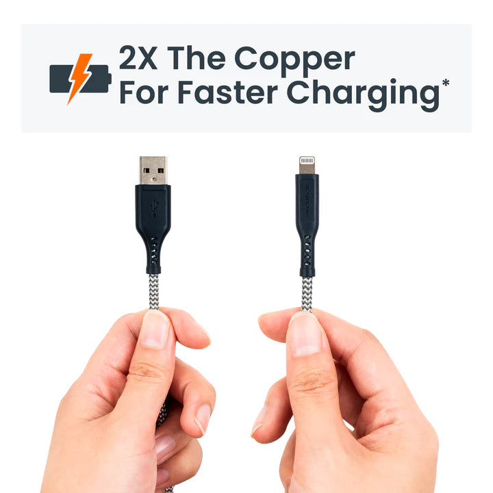 Ventev - Charge & Sync Lightning MFI to USB-A Cable 6ft Braided High Speed 2X Copper Fast Charge - Box - Gray