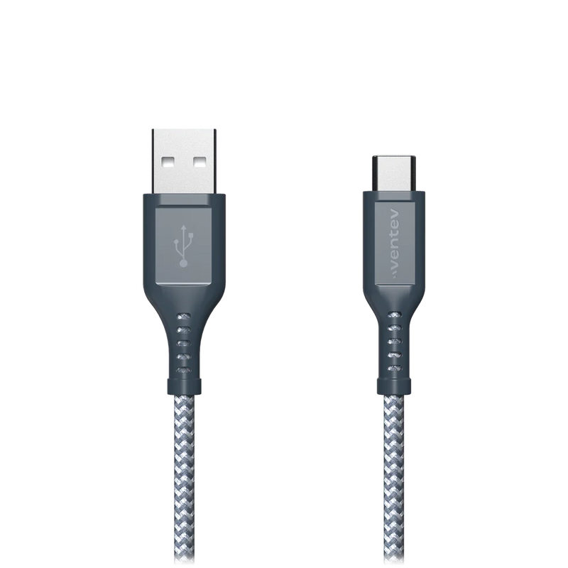 Ventev - Charge & Sync USB-C to USB-A Cable 2x the copper for faster charging 6ft - Gray